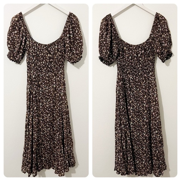 SPELL RAE MIDI DRESS Brown Floral Size XS - Picture 2 of 7